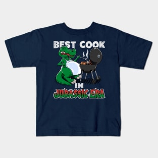 Best Cook In Jurassic Era Dinosaur Chef Trex Grilling Meat BBQ Kids T-Shirt